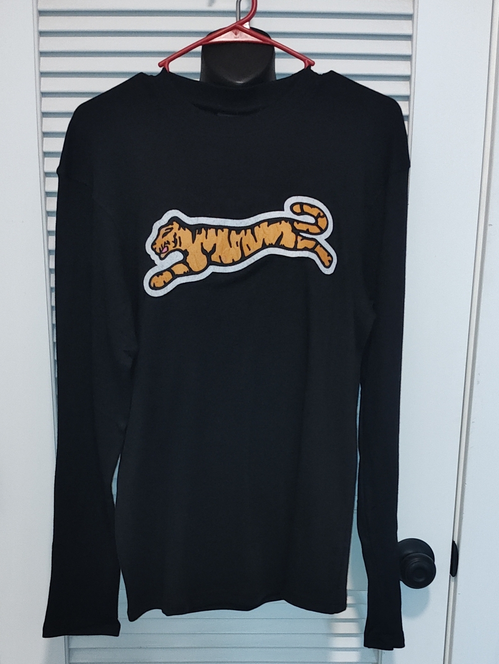 LeTigre Black Long Sleeve Tee with Orange Tiger Patch